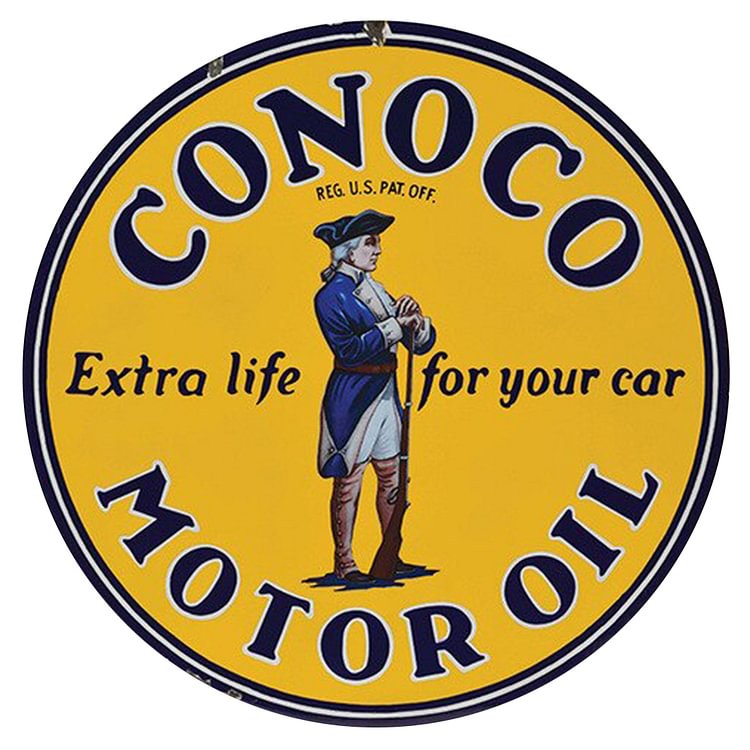 CONOCO Motor Oil - Round Vintage Tin Signs/Wooden Signs - 30x30cm