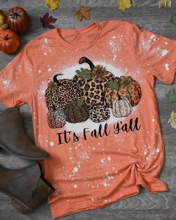 It's Fall Y'all Printed T-Shirt-Mayoulove