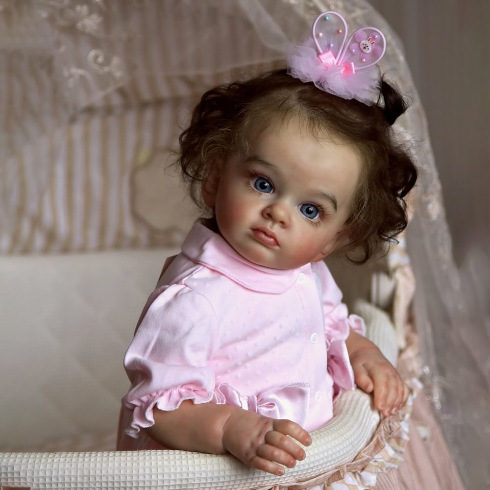 20" Lifelike Handmade Cloth Body Reborn Awake Girl Doll Named Rish Weighted Baby Doll