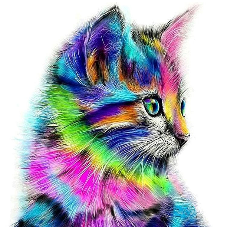 Colorful Kitten - Round Drill Diamond Painting - 30*30CM