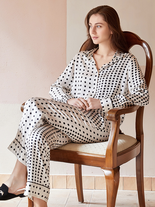 19 Momme Irregular Polka Dot Silk Pajamas