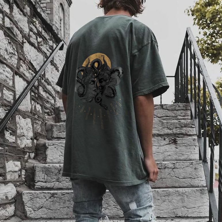 UPRANDY Medusa mythical print loose t-shirt designer -  UPRANDY