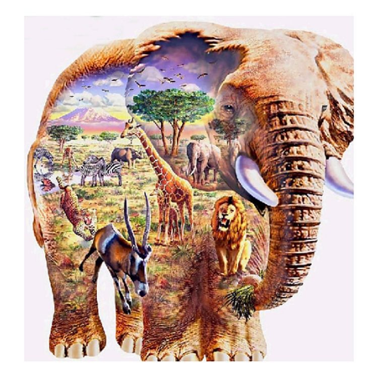 Elephant - Partial Round Drill Diamond Painting - 30x30cm(Canvas)