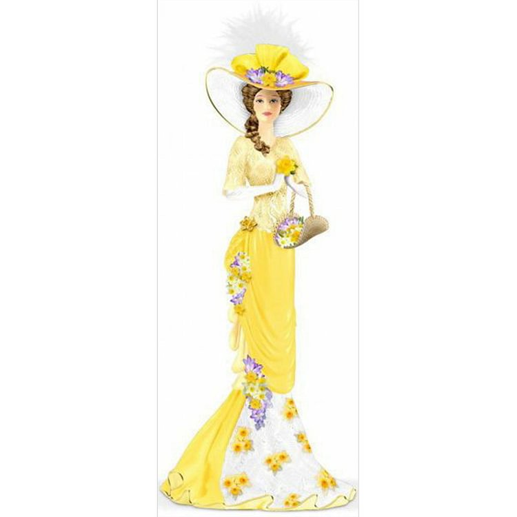 Yellow Dress Lady - Round Drill Diamond Painting - 30*60CM (Big Size)