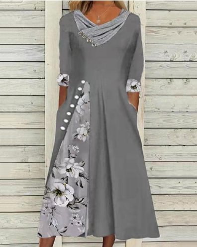 Floral Casual Loosen Short Sleeve Woven Dress