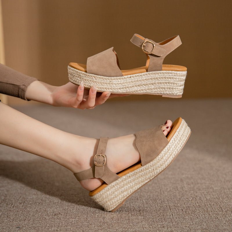 Summer Fashion Straw Platform Anti-Slip Sandals