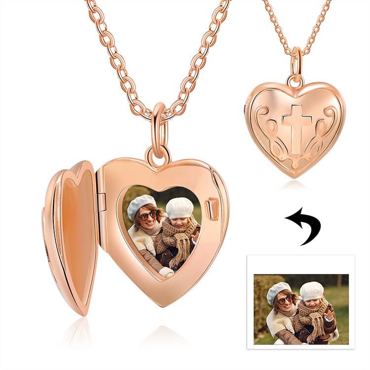 Personalized Heart Picture Locket Necklace, Custom Necklace with Picture and Text, Personalized Necklace with Pictures Inside