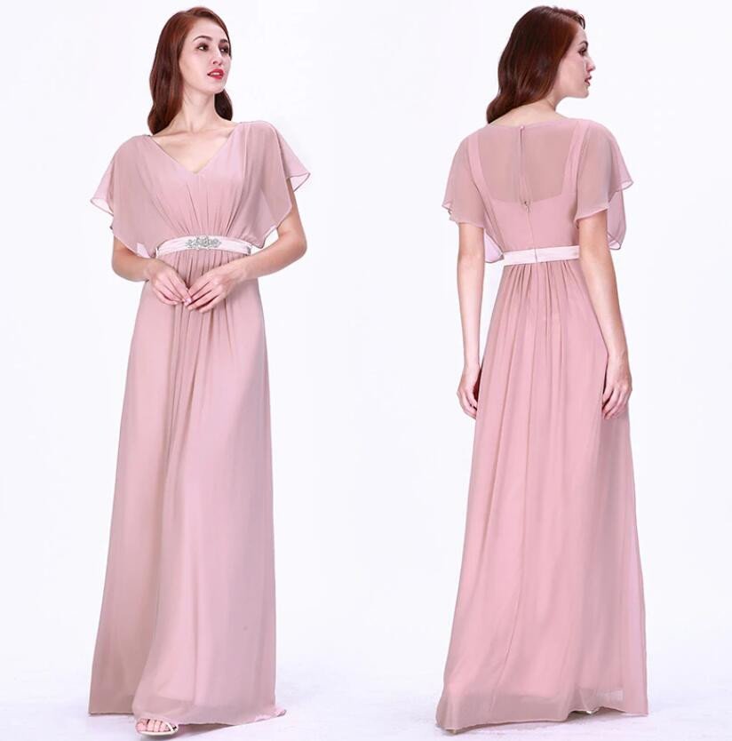 Glamorous Pink Ruffles Long Chiffon Prom Dress