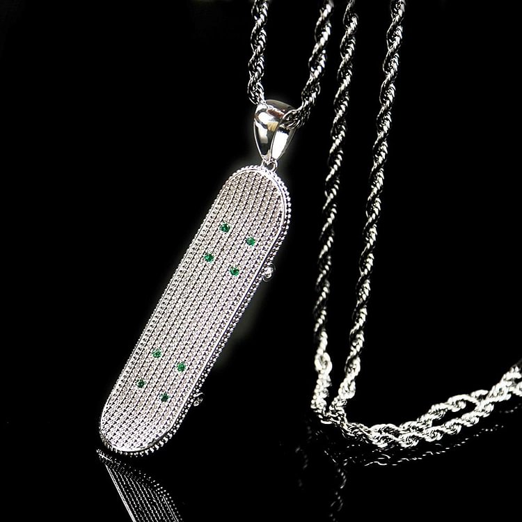 Bling Iced Out Skateboard Scooter Pendant Necklaces