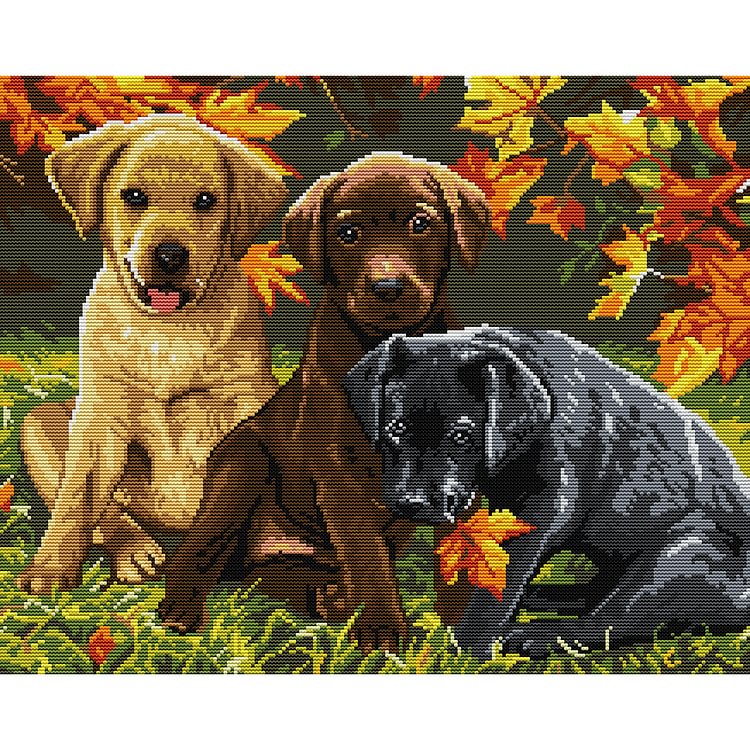 (Counted/Stamped)Dogs - Cross Stitch  48X40CM