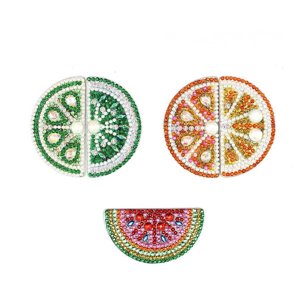 5pcs DIY Fruit Full Drill Special Shaped Diamond Painting Keychains Pendant