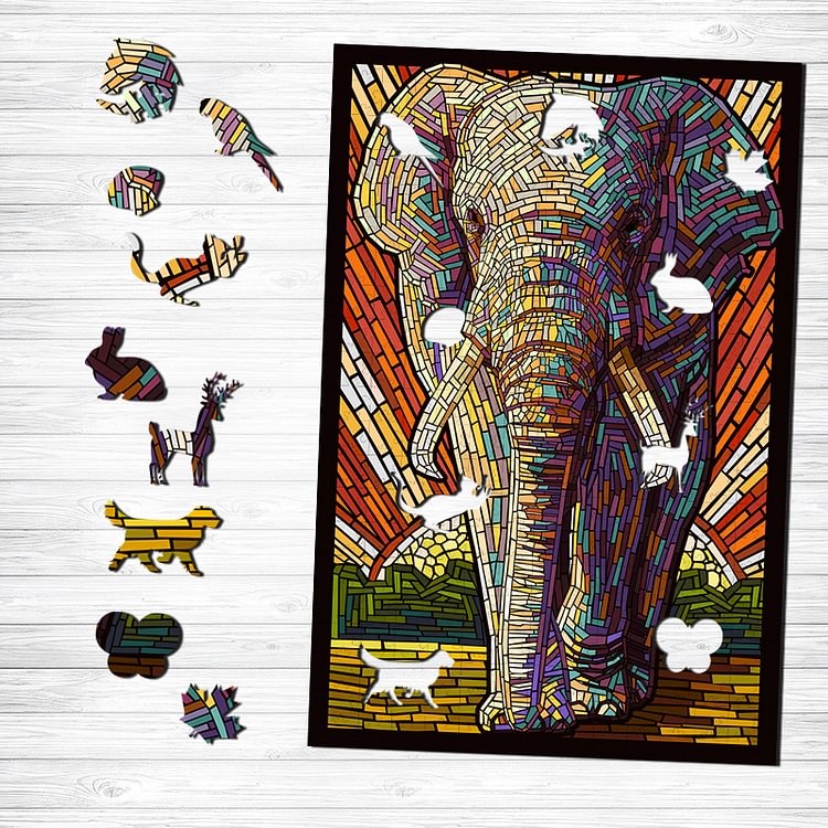 Sunset and The Elephant Wooden Puzzle