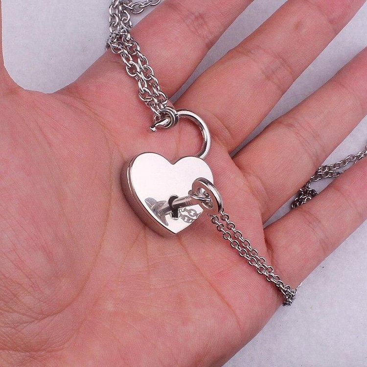 Padlock Key Necklace rock heart Lock with key Necklaces-Mayoulove