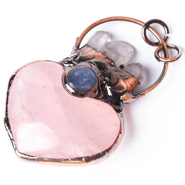 Rose Quartz Heart Shape Crystal Pendant Key Chain DIY Jewelry Crystal wholesale suppliers