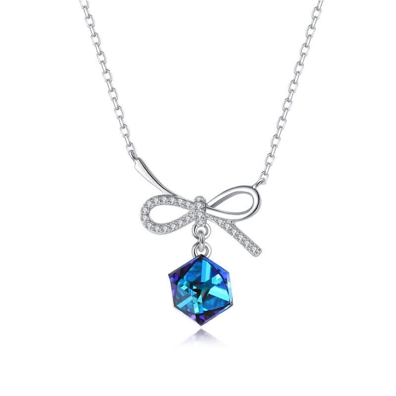 Gift of Love Pendant Blue Crystal Necklace