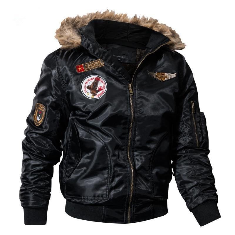 Men's Bomber Pilot Jacket Winter Parkas Army Military Motorcycle Jacket Cargo Outerwear Air Force Army Tactical Coats-Corachic