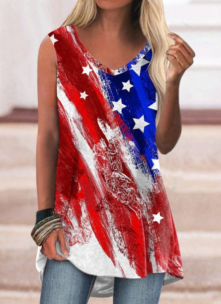 Casual Women'S Flag Print V-Neck Vest