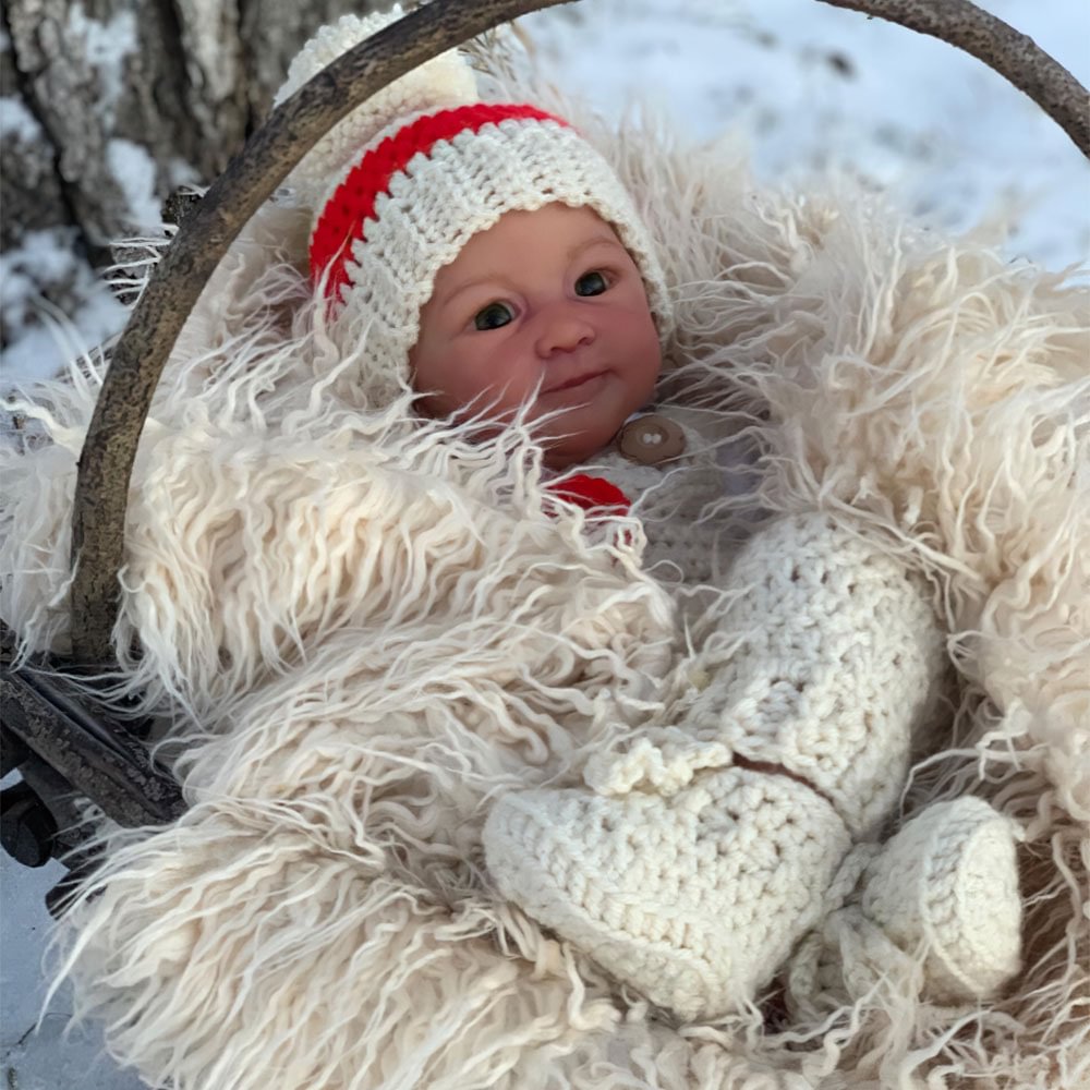 [New Series!]20'' Real Soft Lifelike Realistic Newborn Reborn Doll Boy Brown Hair Named Jay With Pacifier And Bottle