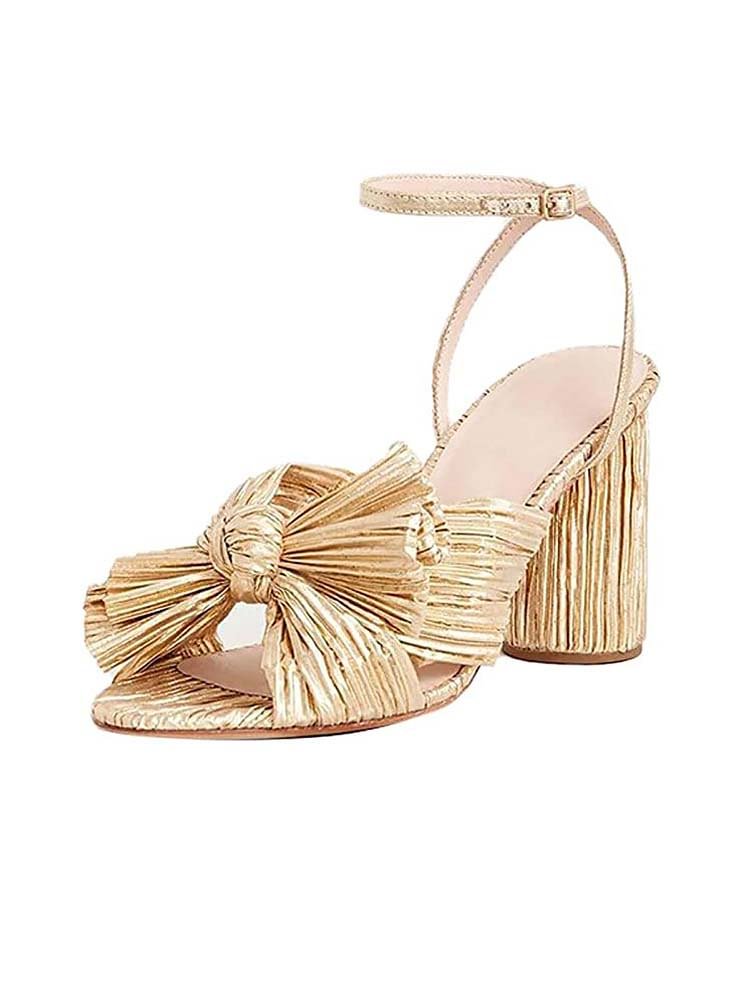 Bow Knotted Chunky Heel High Sandals