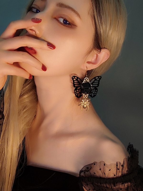 Halloween Accessories Spider Butterfly Retro Earrings