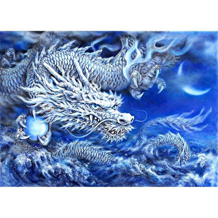 Ice Dragon - Full Round Drill Diamond Painting - 40x30cm(Canvas)