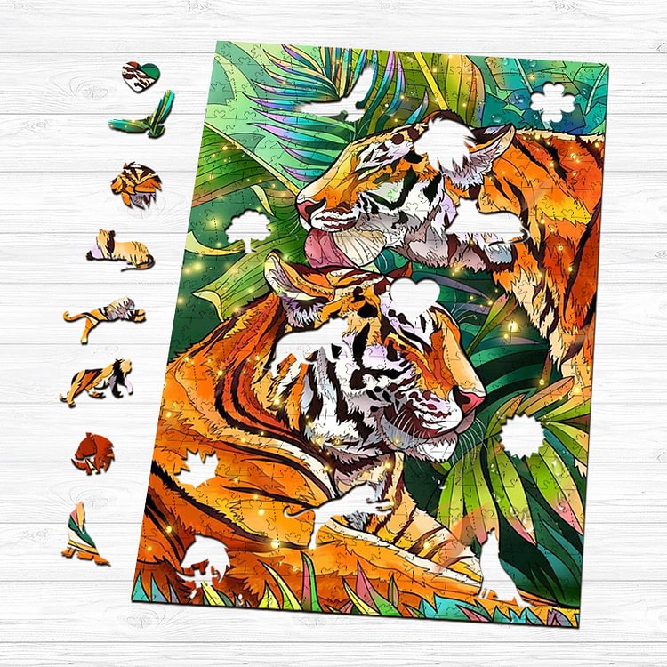Two Tigers Wooden Jigsaw Puzzle