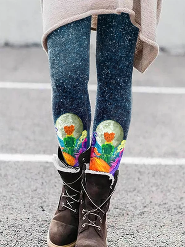 Fashion Abstract Print Casual Knit Leggings
