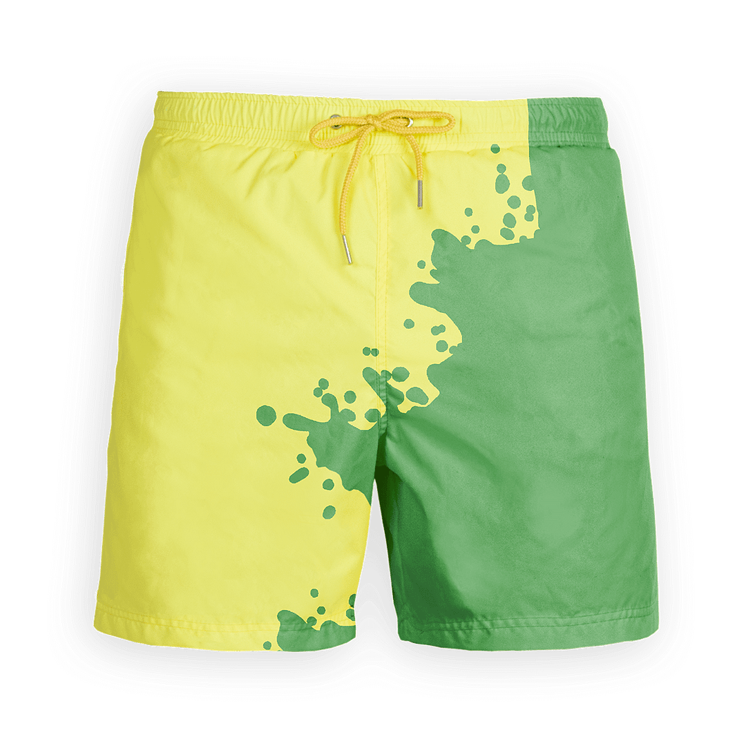 Kids Color Changing Swim Trunks | Green-Yellow