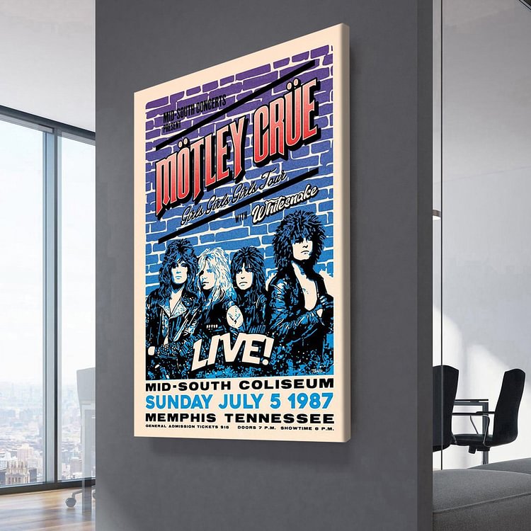 Mötley Crüe Girls Girls Girls Tour '87 Poster Canvas Wall Art