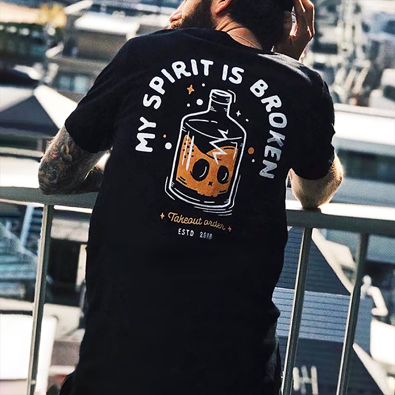 My Spirit Is Broken Print Men's Casual T-shirt - Krazyskull