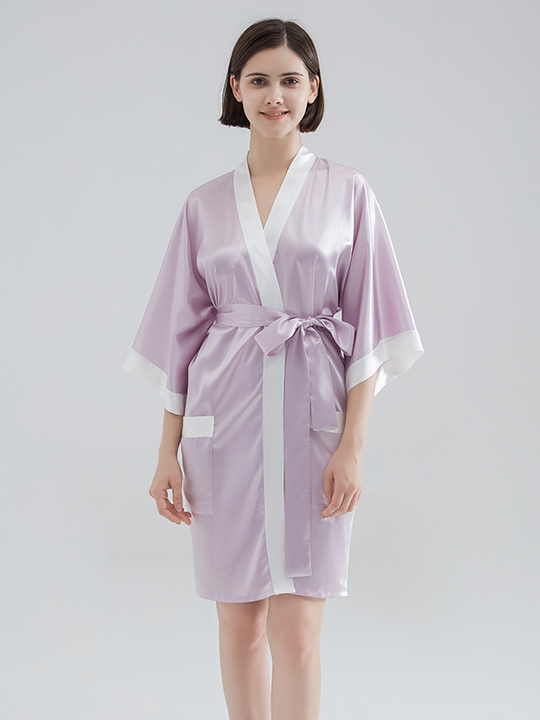 Short Luxury Silk Nightgown And Robe Set