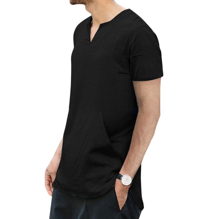 BrosWear V-Neck Kangaroo Bag Short Sleeved T-Shirt