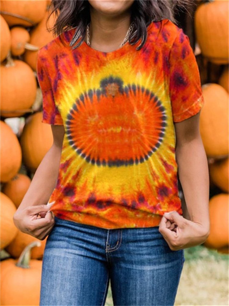 Halloween Pumpkin Printed Women's T-shirt