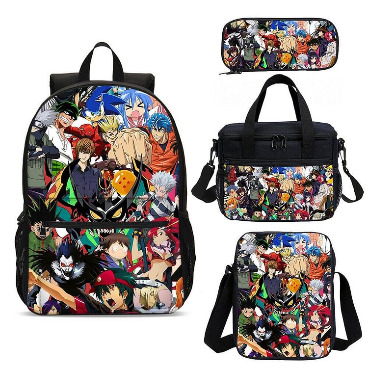 Mayoulove Anime Party School Backpack Lunch Box Sling Bags Pen Sonic My Hero Academia-Mayoulove