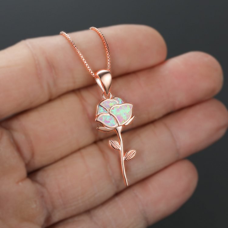 18K Plated Gold Rose Opal Pendant Necklace - CODLINS - Codlins