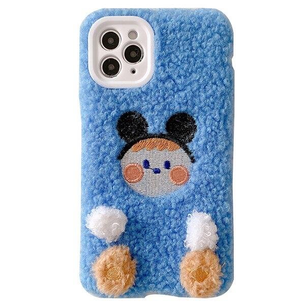 Cute Girl Winter Warm Bow Plush Case For iPhone-Mayoulove