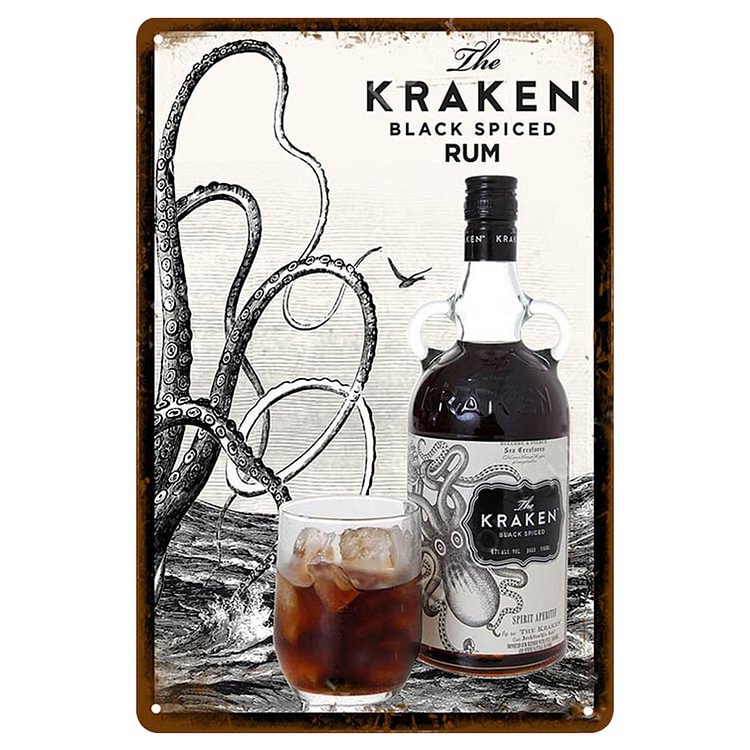 Kraken Rum - Vintage Tin Signs/Wooden Signs - 20x30cm & 30x40cm