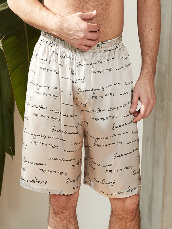 19 Momme Summer Letters Loose Silk Boxers