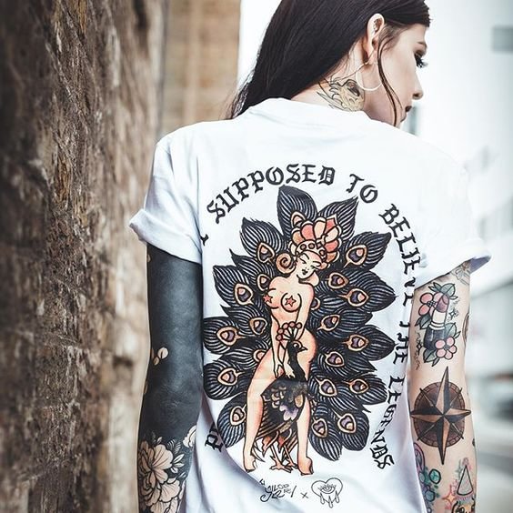 Lady luck printed vintage t-shirt designer - Krazyskull