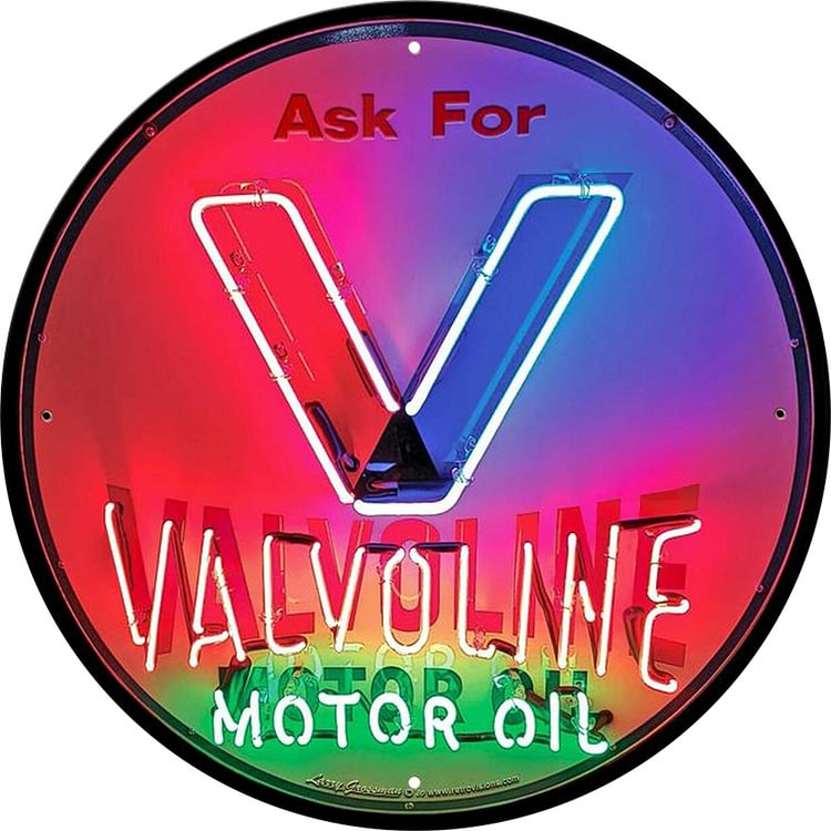 Metal Signs V Motor Oil -Round Tin Signs - 30*30CM