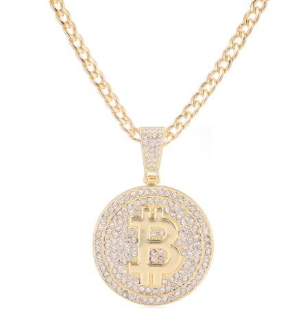 Iced Out Bitcoin Pendant Hip-Hop Necklace Choker For Men-VESSFUL