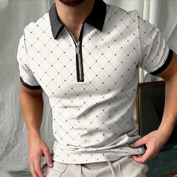 BrosWear Fashion Casual Stretch Contrast Color Short Sleeve POLO Shirt
