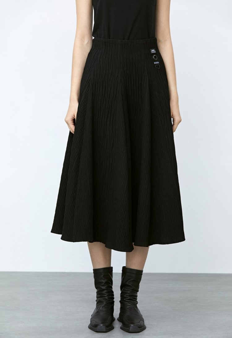 SDEER High-waisted A-line Long Skirt With Contrasting Letter Texture