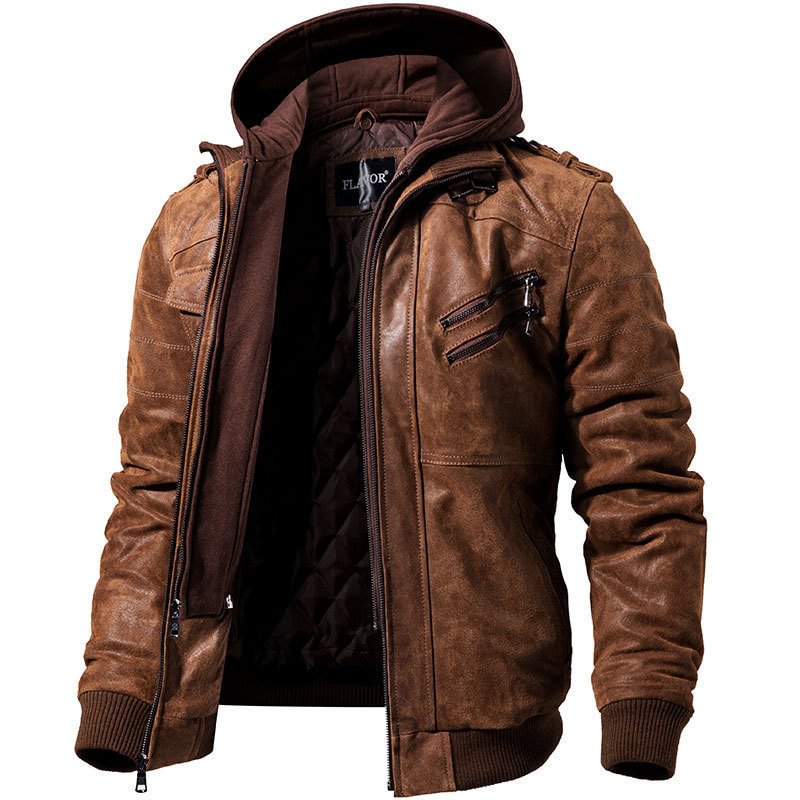 Mens Outdoor Cold-proof Motorcycle Leather Jacket / [viawink] /