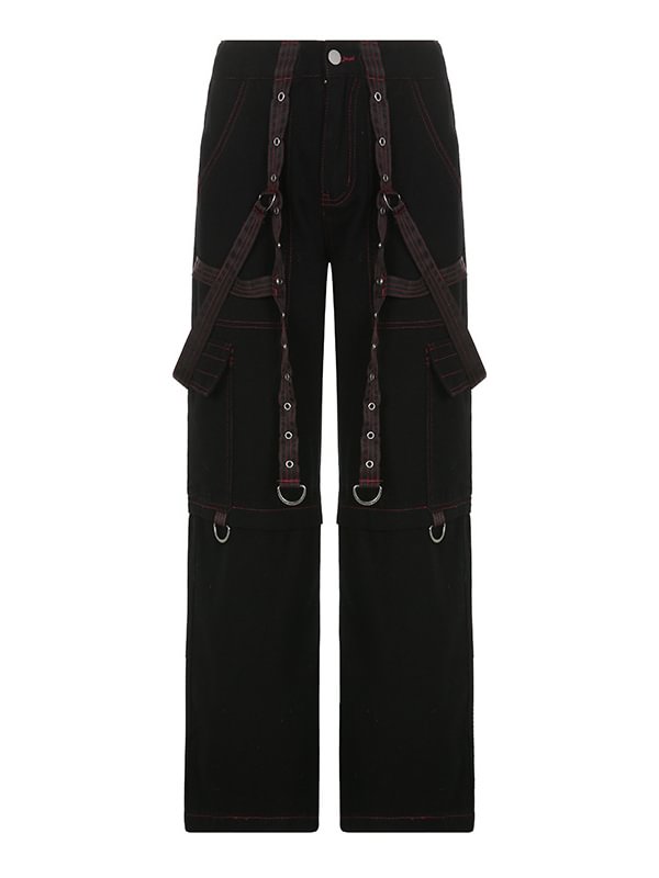 Statement Pockets Streamer High Rise Loose Straight Pants