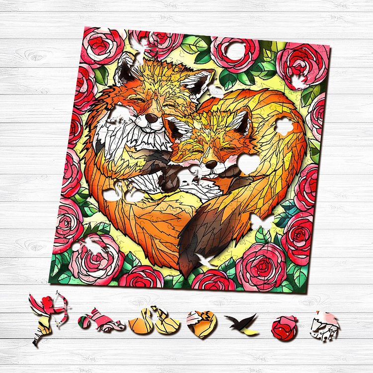 Foxes in Love Wooden Puzzle