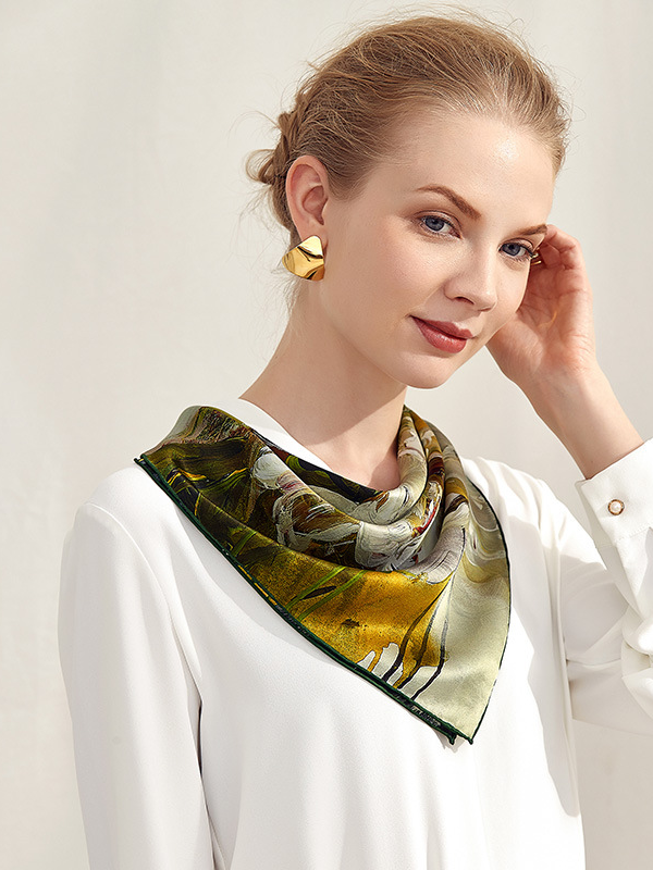 Silk Scarf Fairy Oil Painting Fashion Style For Women