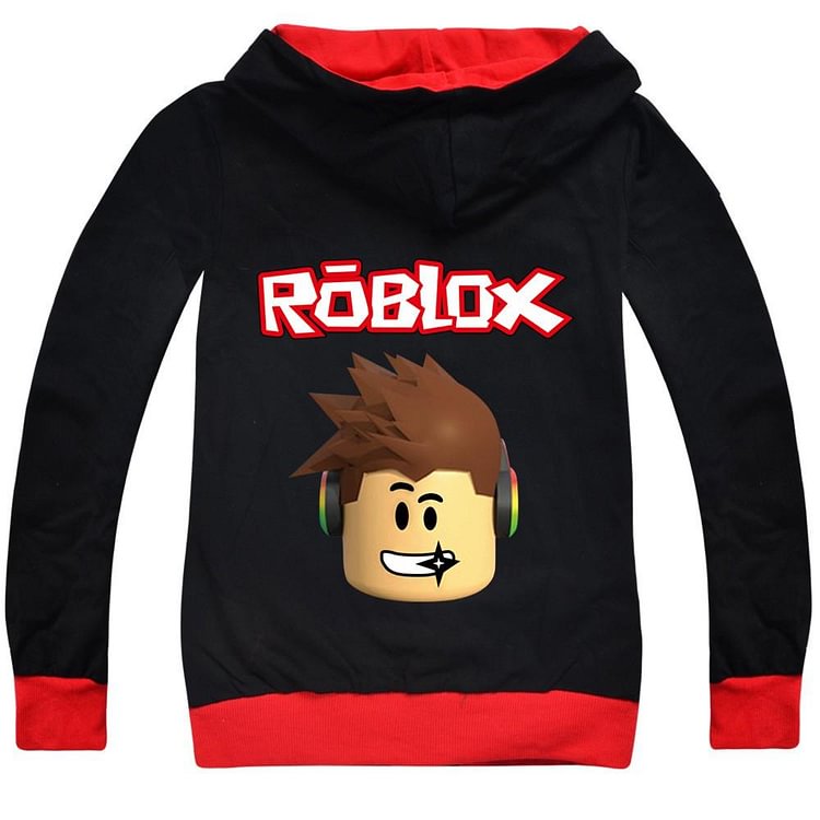 Mayoulove Roblox Game Doll Boys Black Cotton Full Zipper Hoodie Hooded Jacket-Mayoulove