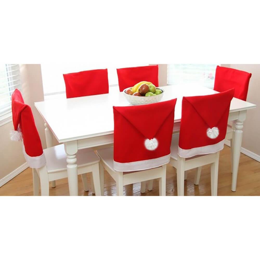 6PACK Christmas Chair Covers Santa Claus Hat Chair Back Cover