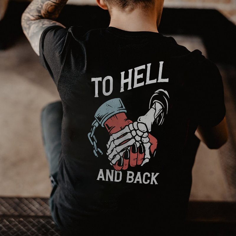 Cloeinc   To Hell And Back Skull And Human Hand Print T-shirt - Cloeinc